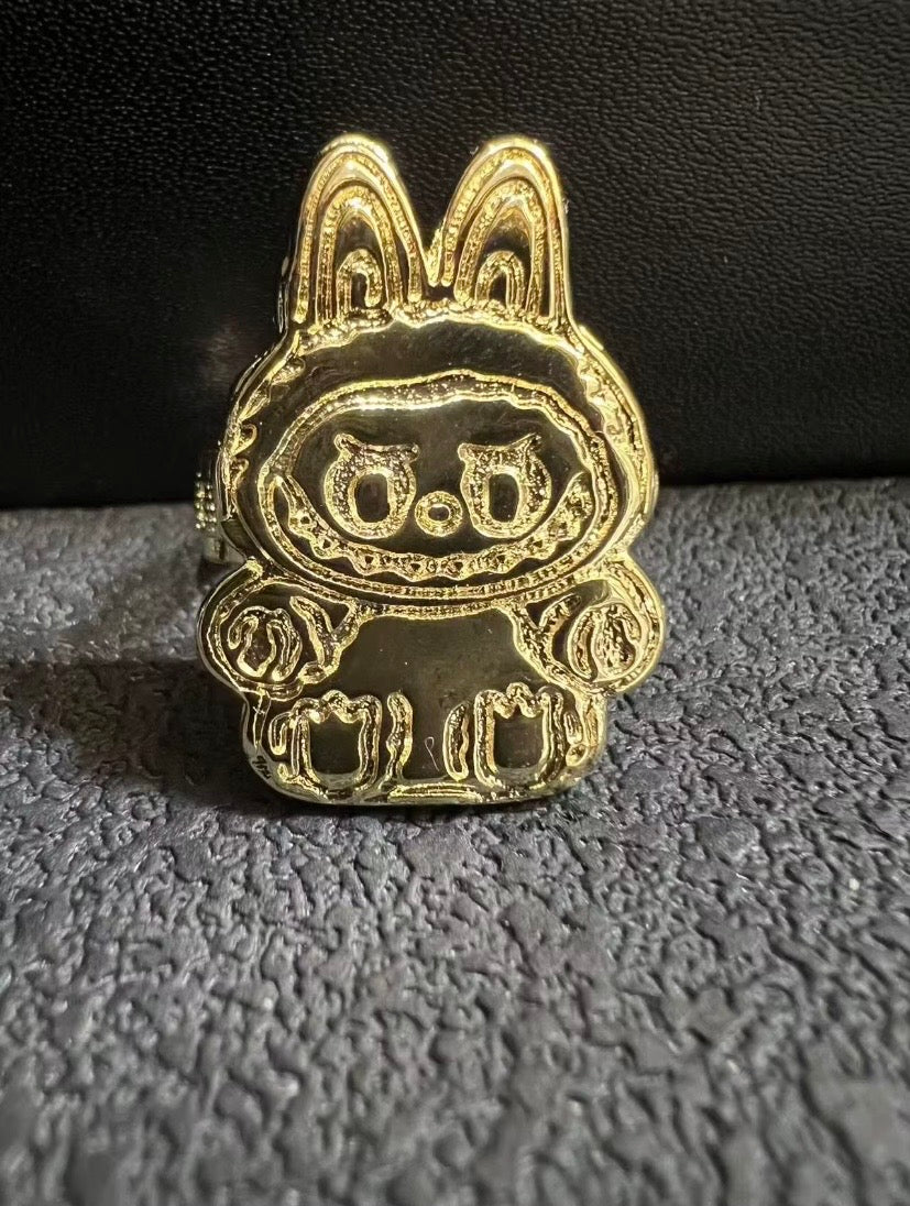 Textured Rabbit Inspired Gold Tone Statement Ring