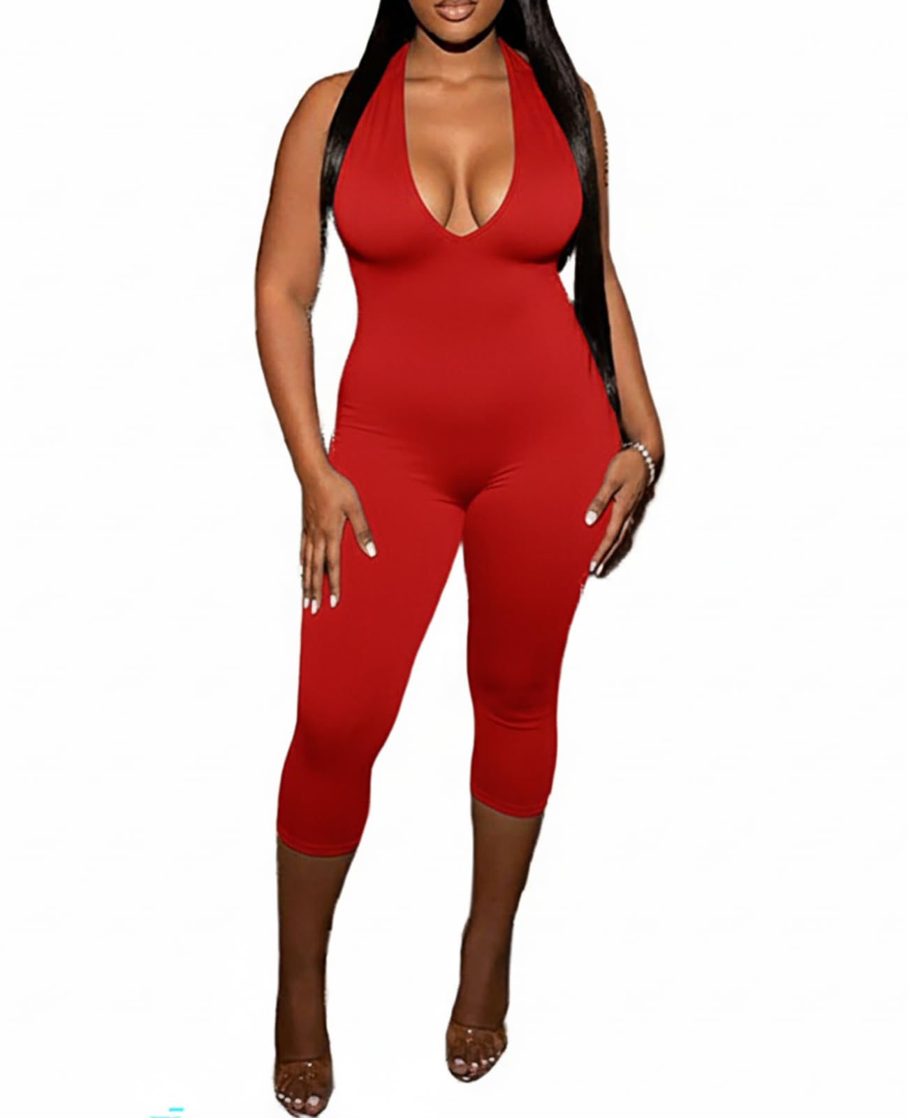 Backless Bodycon Capri Jumpsuit