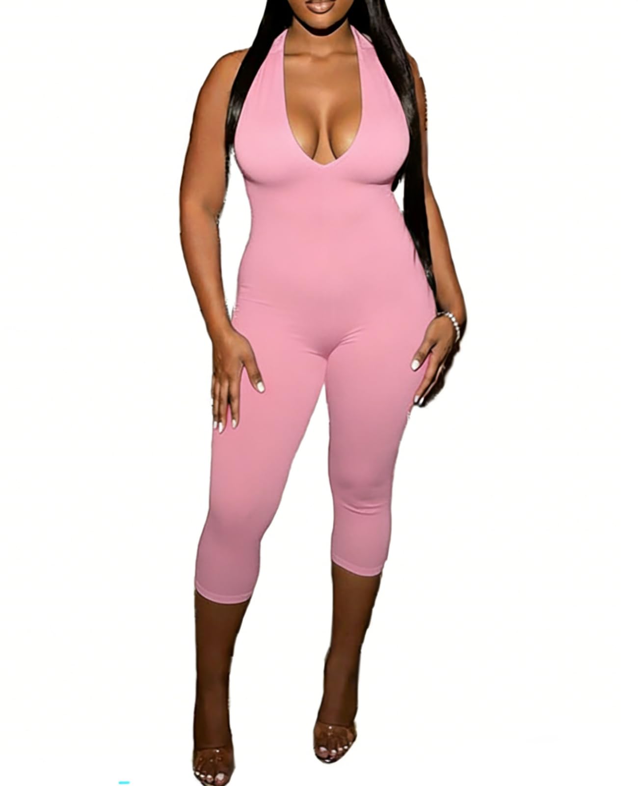 Backless Bodycon Capri Jumpsuit