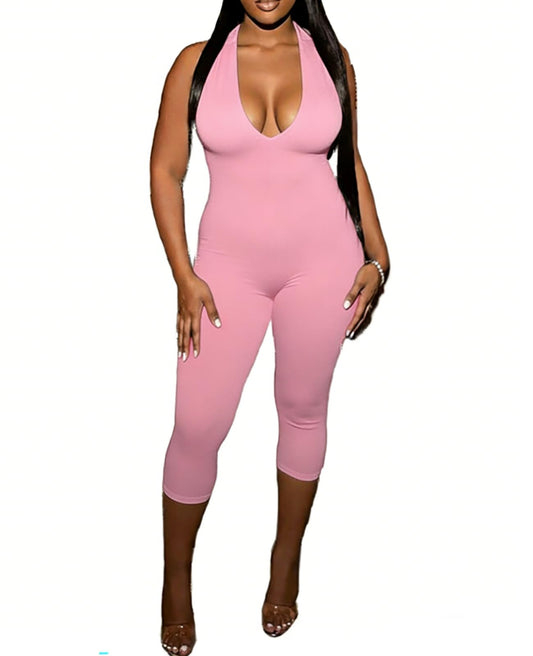 Backless Bodycon Capri Jumpsuit