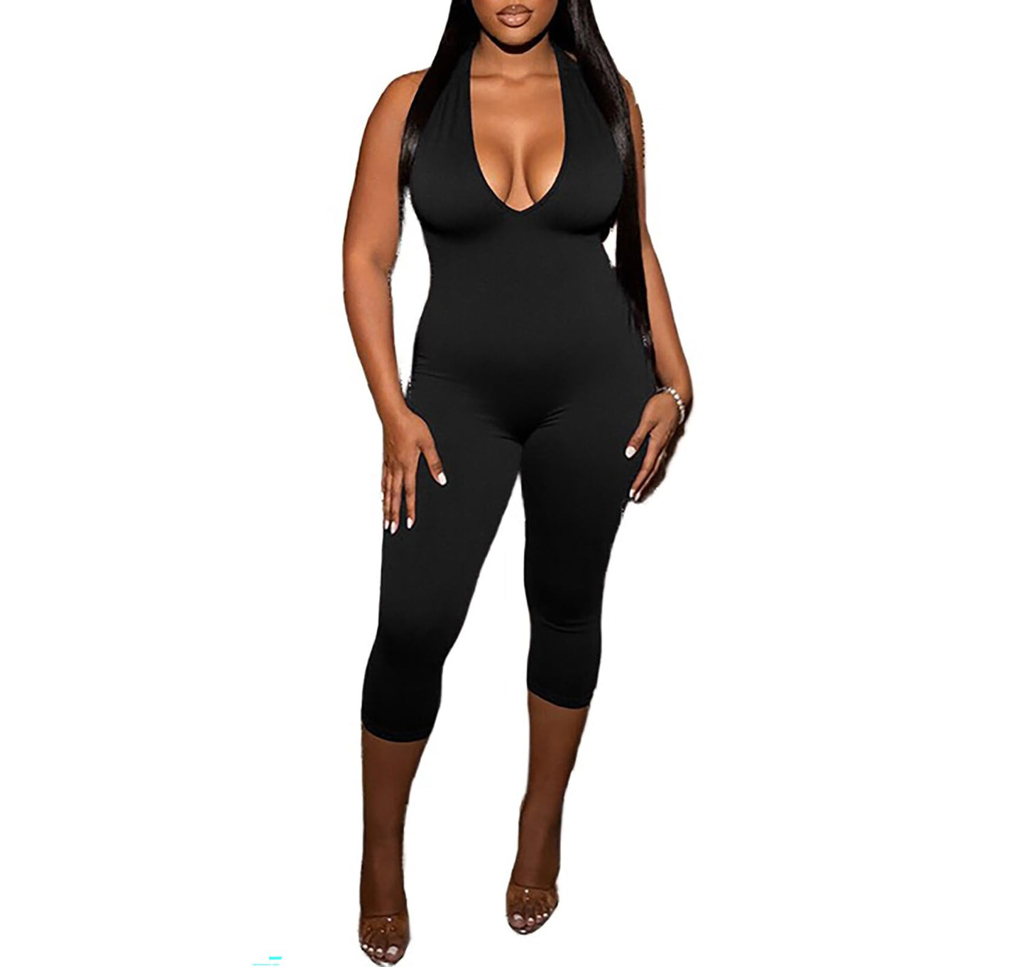 Backless Bodycon Capri Jumpsuit