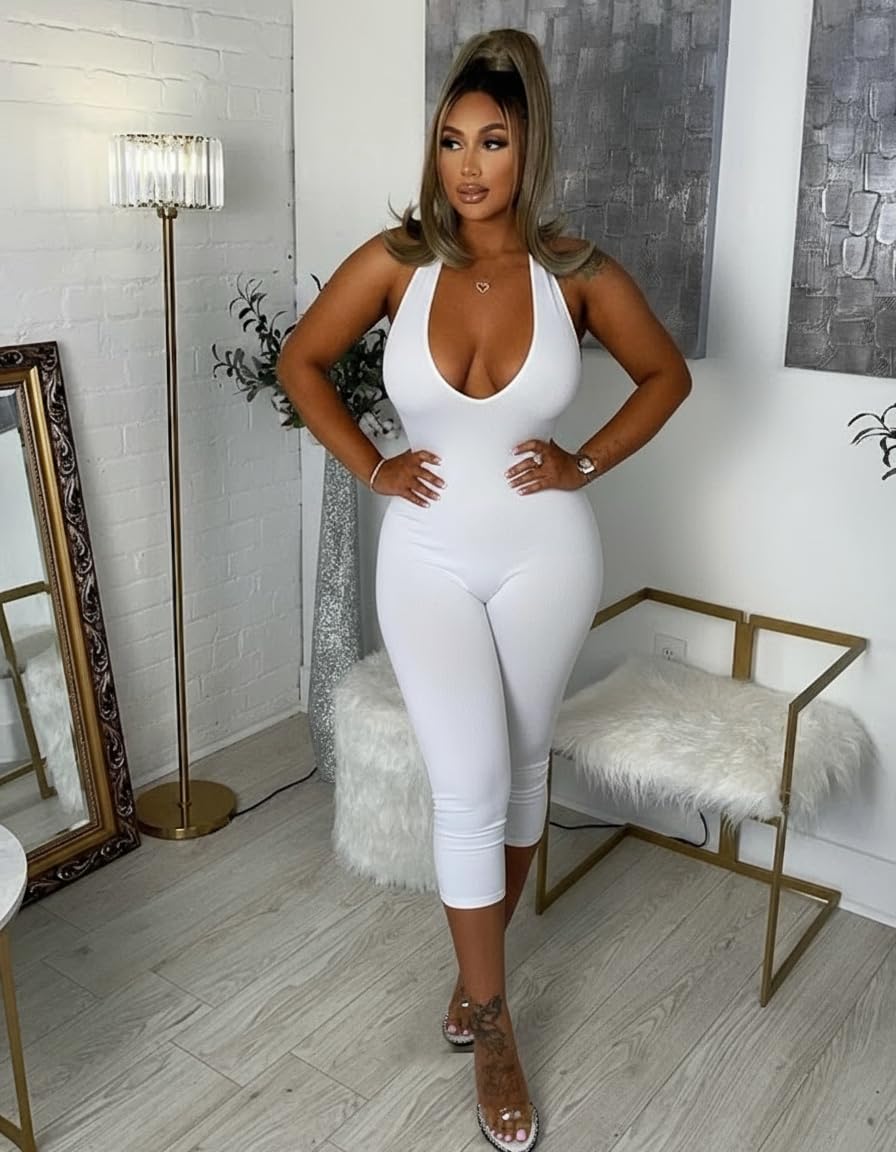 Backless Bodycon Capri Jumpsuit