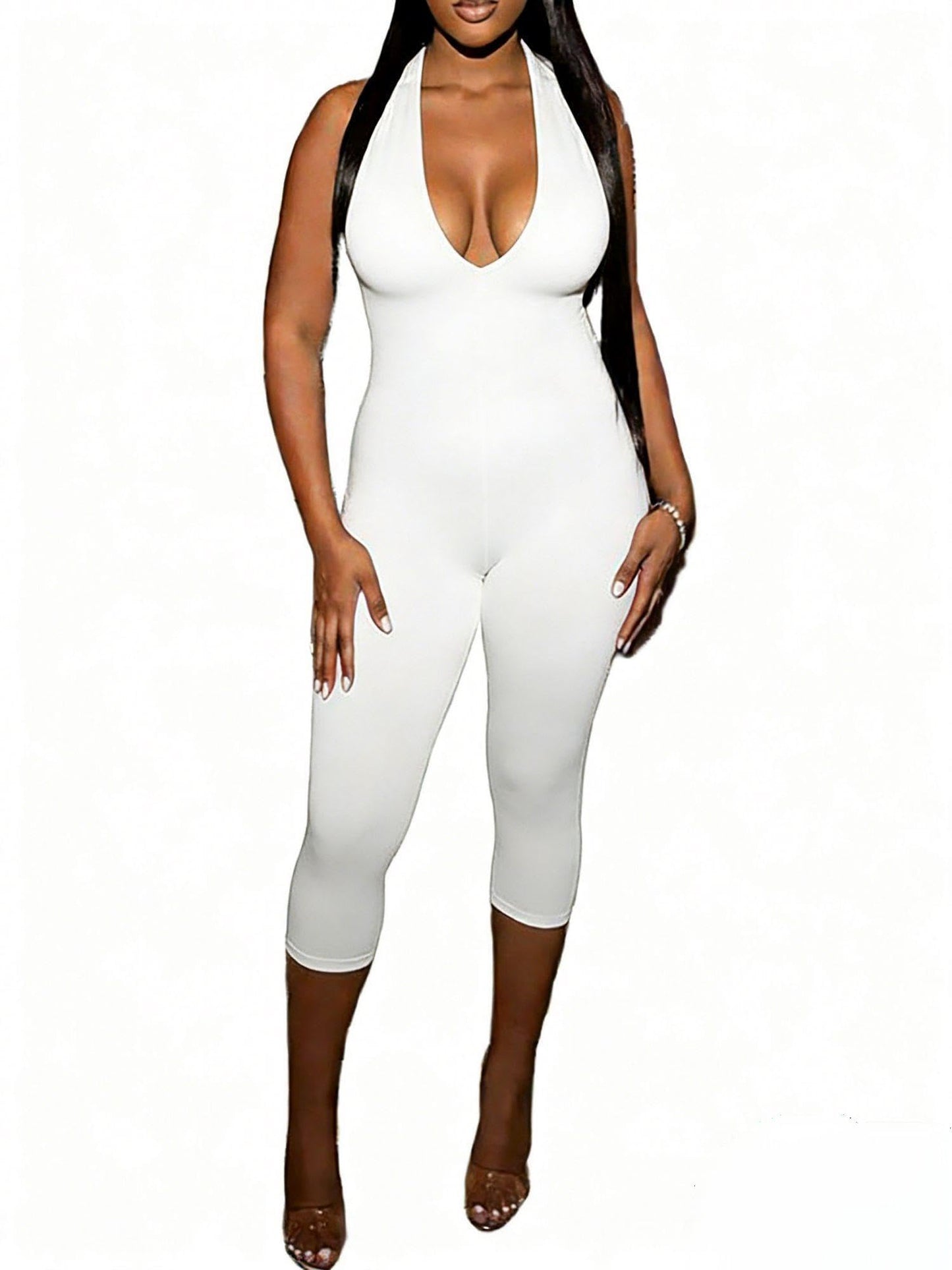 Backless Bodycon Capri Jumpsuit