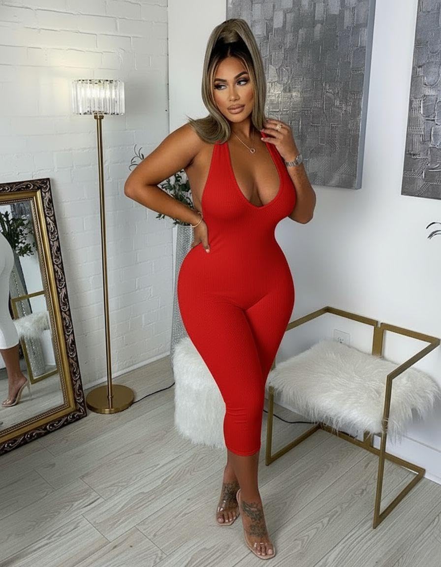 Backless Bodycon Capri Jumpsuit