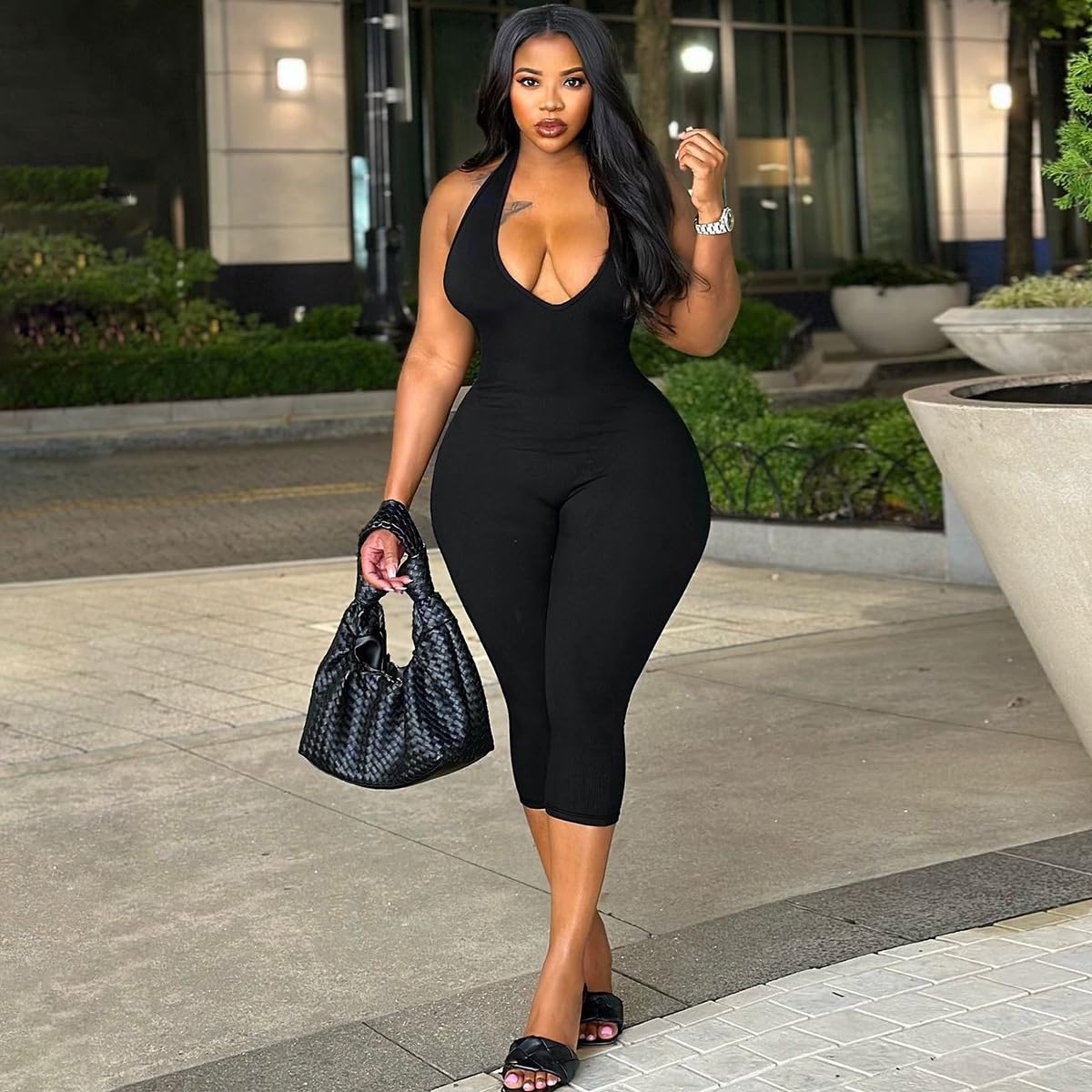 Backless Bodycon Capri Jumpsuit