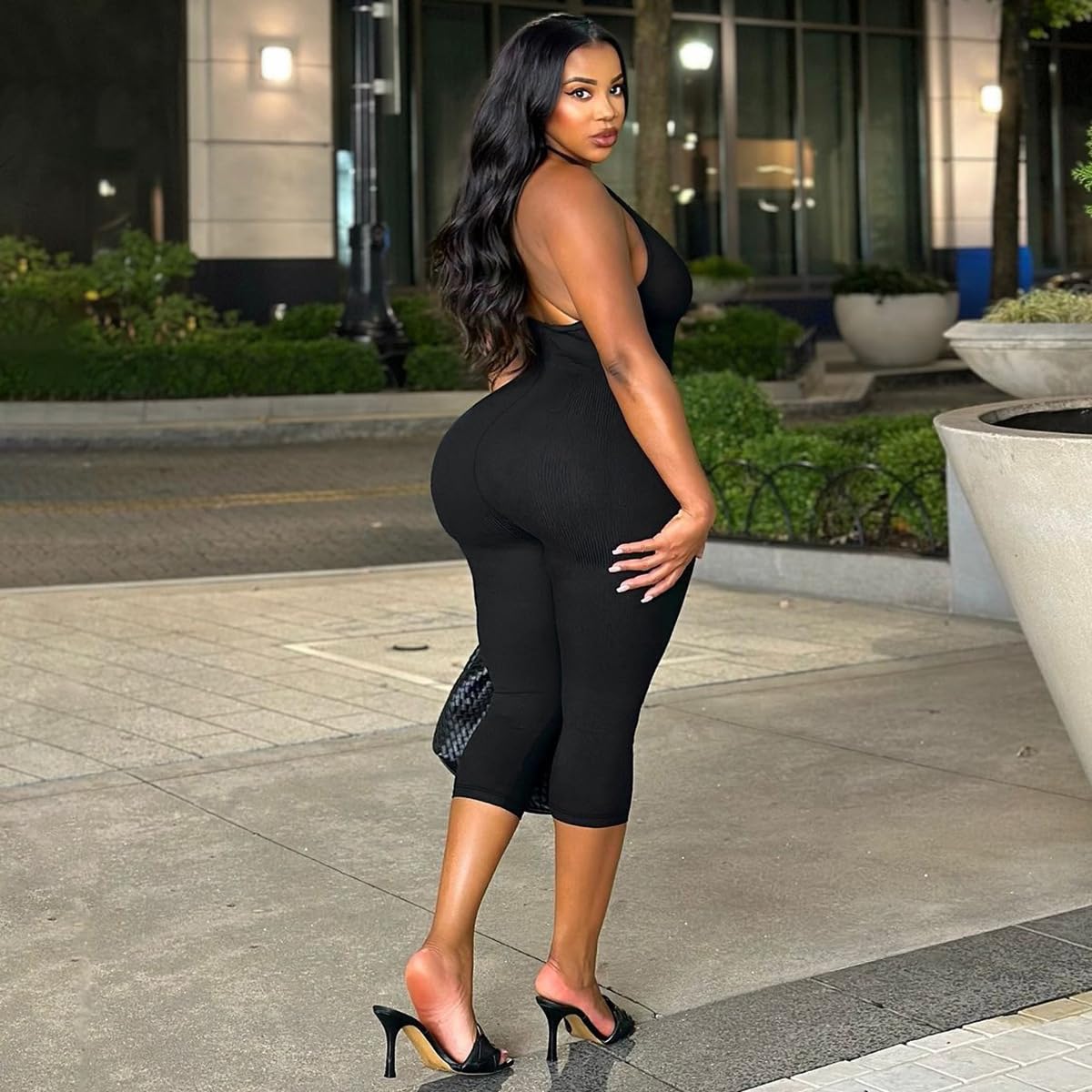 Backless Bodycon Capri Jumpsuit