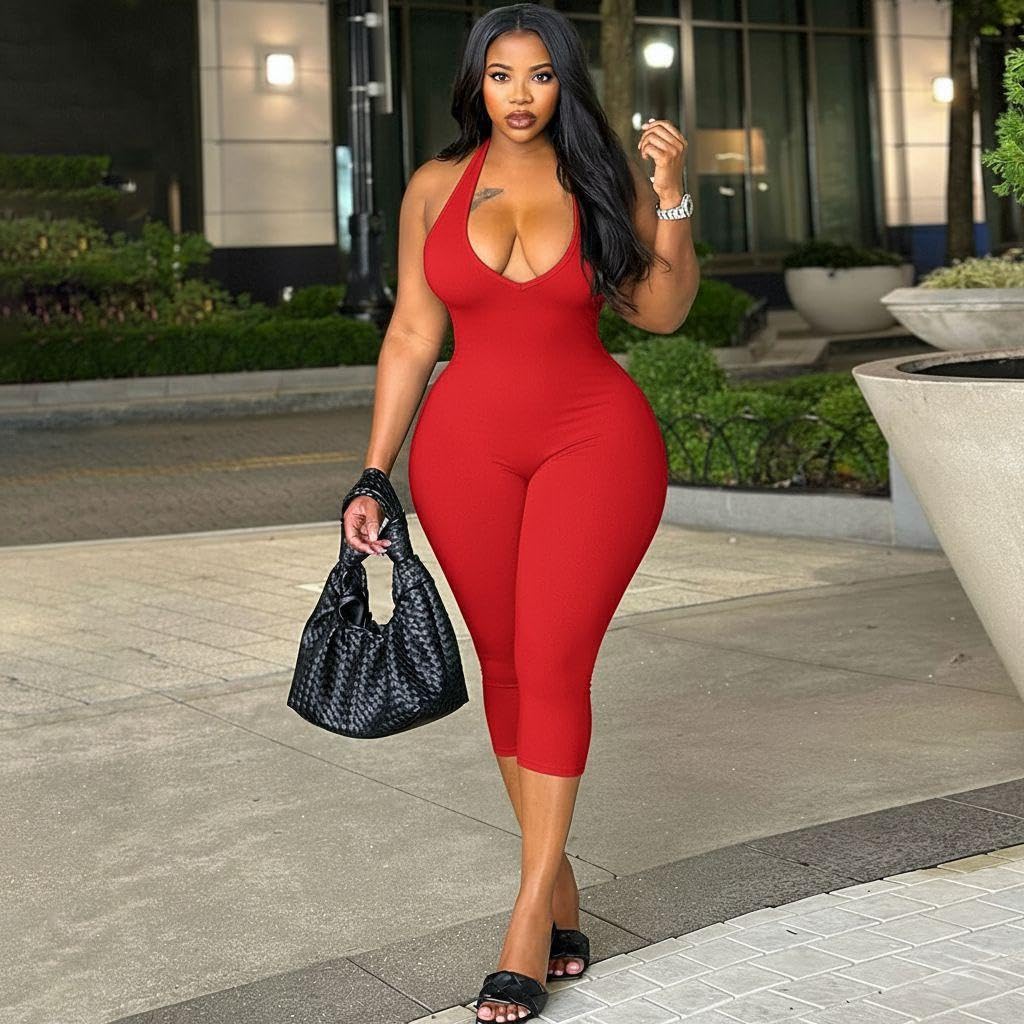 Backless Bodycon Capri Jumpsuit